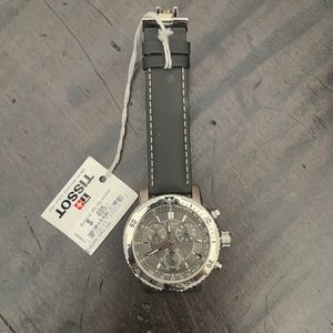 Tissot men’s watch. Black leather band.